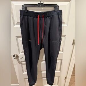 Fabletics Black Jogger Track Pants with Red Drawstring